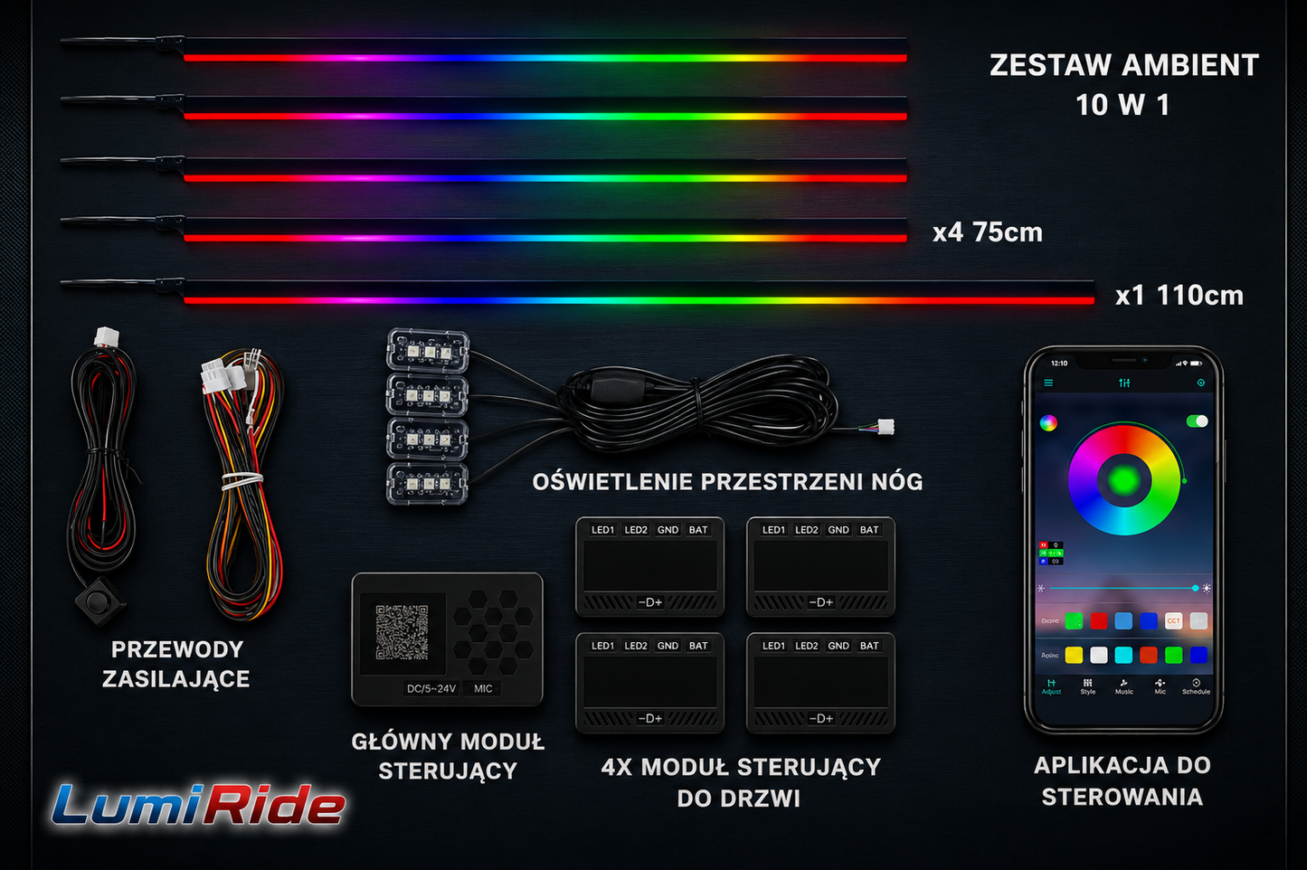 Zestaw Ambient LED LumiRide - Professional