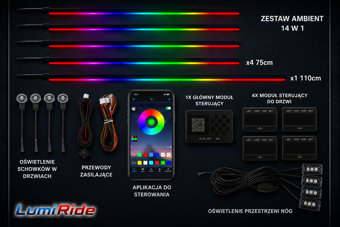 Zestaw Ambient LED LumiRide - Professional